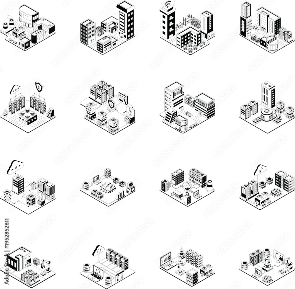 Fototapeta premium Pack of Smart Technology Isometric Illustrations