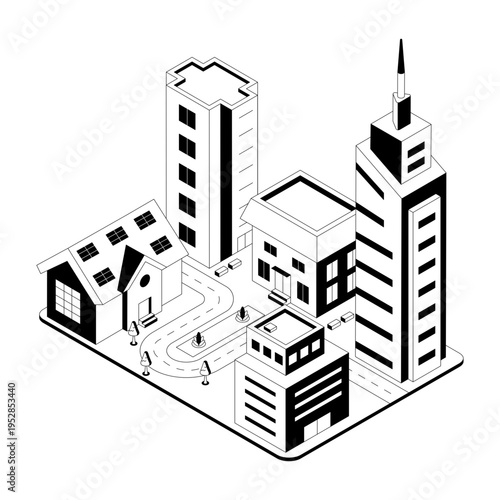 Isometric illustration showing a metro station
