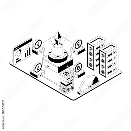 Isometric style illustration of a plant nursery