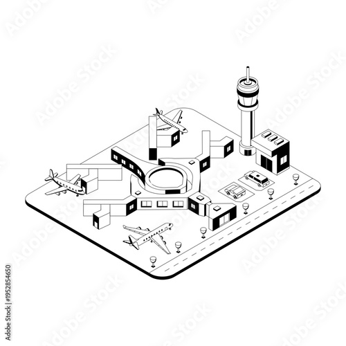 Isometric illustration of francisco airport