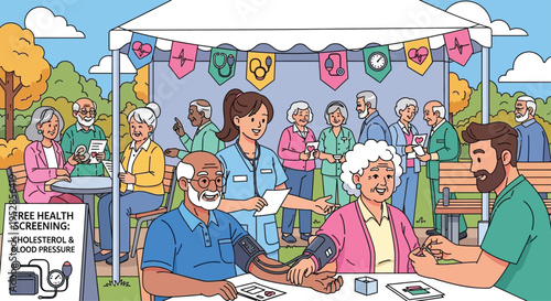 Community health screening event for seniors.