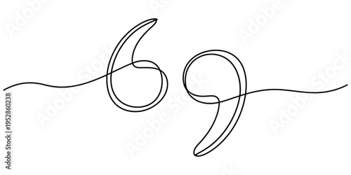 Minimalist Continuous Line Drawing of Quotation Marks