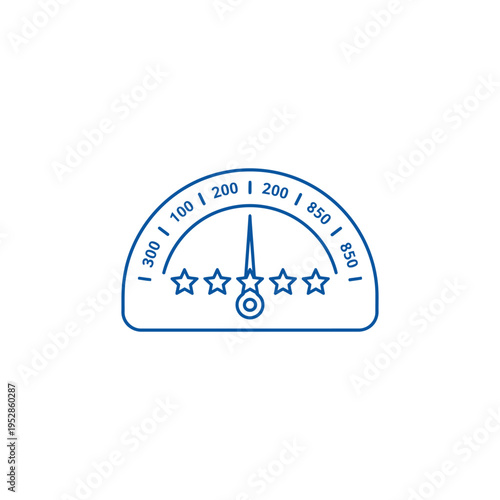 Customer Satisfaction Meter with Stars and Gauge.