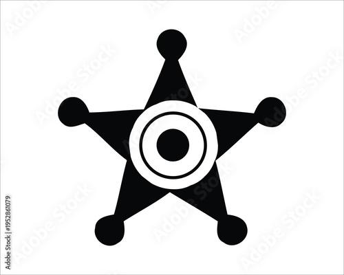 A black and white image of a sheriff's badge