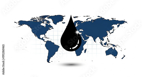 Global Oil Dependency - A World Map with a Prominent Oil Drop.