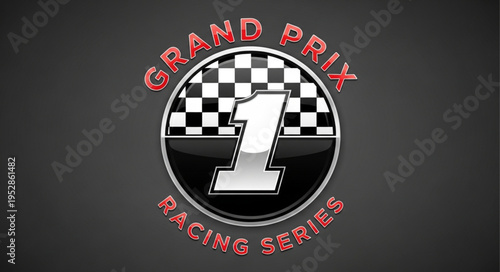 Grand Prix Racing Series Logo with Checkered Flag and Number One.