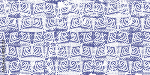 Wavy seamless pattern. Japanese print of seigaiha. Blue and white marine ornament for textiles. Vector eps10.