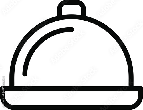 Serving tray cloche icon line vector, restaurant food cover symbol, catering service illustration, minimal outline design, hospitality meal presentation concept isolated on white background
