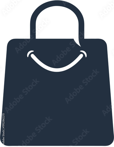 Minimalist Shopping Bag Logo with Smile Handle for E-commerce and Retail Brand