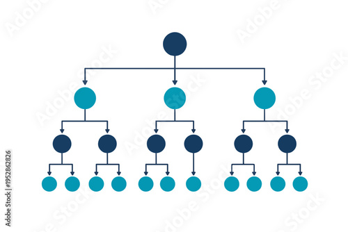 Hierarchical Node Tree System – Modern Tech Diagram Vector