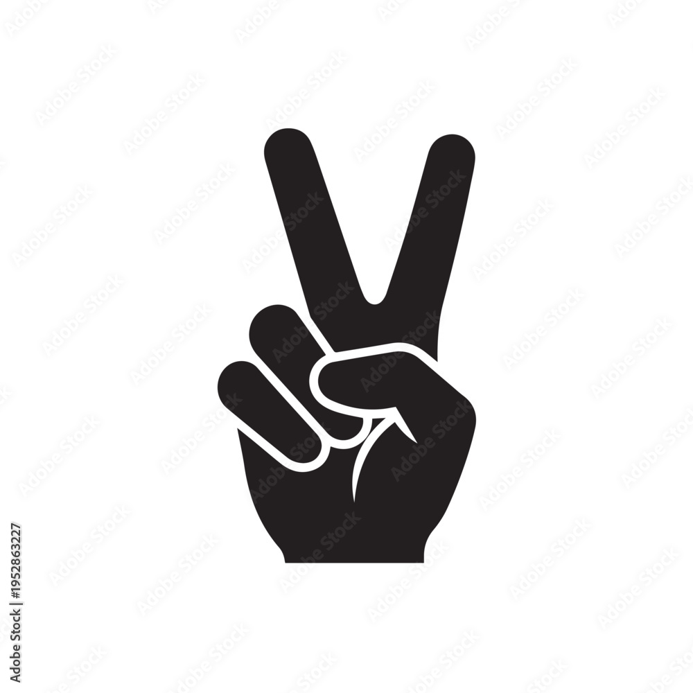 Fototapeta premium Hand Peace Sign Silhouette Vector Illustration