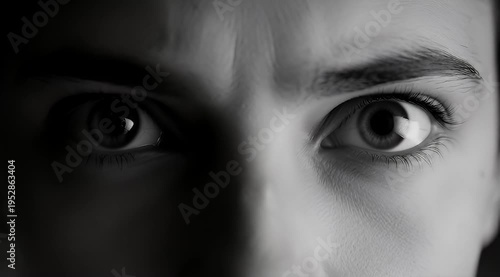 A young woman with a serious expression in a dark background video