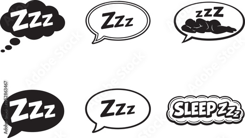 Sleep ZZZ speech bubbles showing rest, dreaming, snoring vibes for calm night ideas