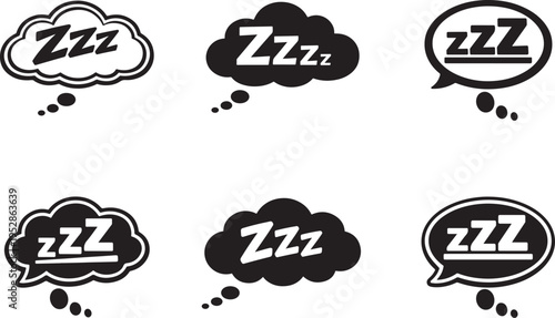 ZZZ sleep speech bubbles highlighting calm rest, dreams and peaceful snoring mood