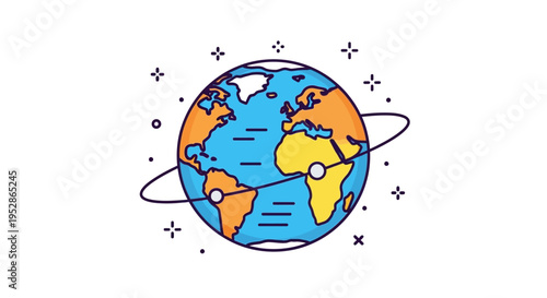Earth Planet Globe World Map Illustration 1.