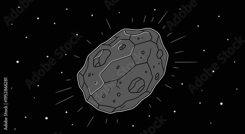 Large asteroid in outer space floating.