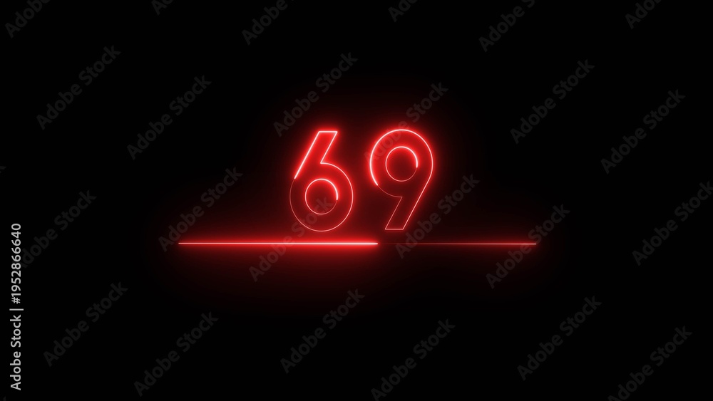 Fototapeta premium Glowing neon light neon number illustration. Neon countdown timer number on black background.