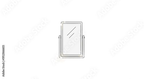 Minimalist Vanity Mirror with Stand, Simple Reflection Object, Isolated on White