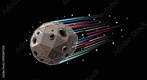 Metallic Spacecraft Moving Through Cosmos.