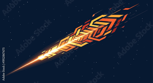 Shining golden lightning bolt energy beam.