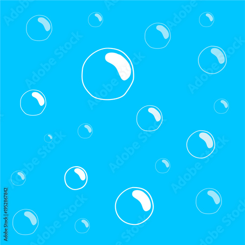 soap bubbles on a blue background. blue sea foam 