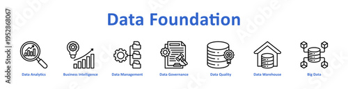 Data Foundation icon set multiple style collection