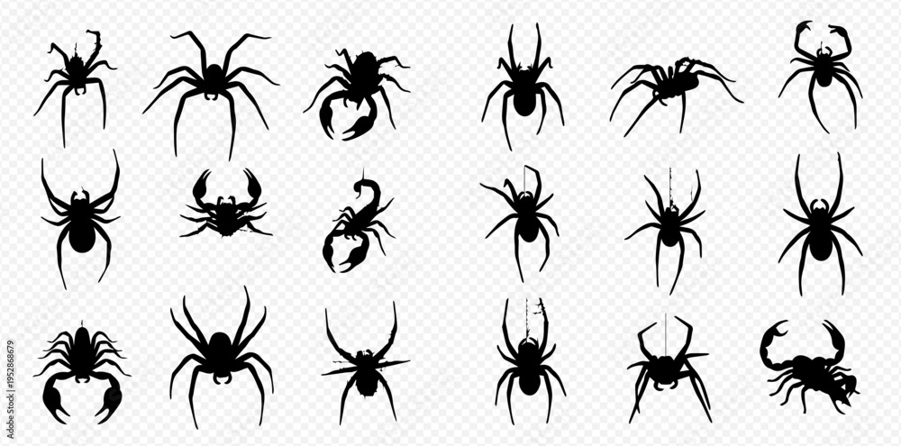 Ταπετσαρία Collection of various spider, crab, and scorpion silhouettes for Halloween and nature designs