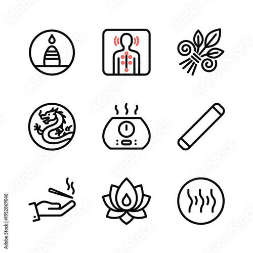 Collection of Wellness and Spa Icons for Holistic Health.