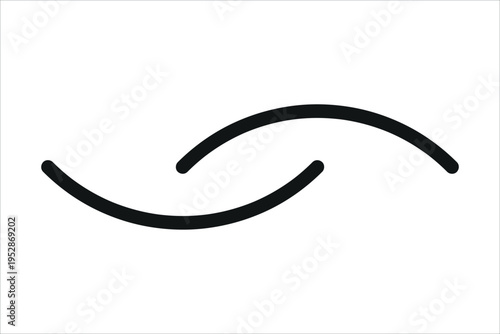 A minimalist illustration of two interconnected curved lines