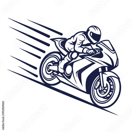 Motorcycle racer on sport bike in motion with speed lines conveying urgency and action during competition