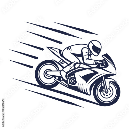 Motorcycle racer on sport bike in motion with speed lines conveying urgency and action during competition