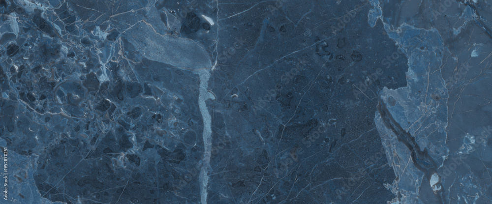 Naklejka premium Dark Blue marble texture background, natural breccia marble tiles for ceramic wall and floor, Emperador premium Italian glossy granite slab stone ceramic.