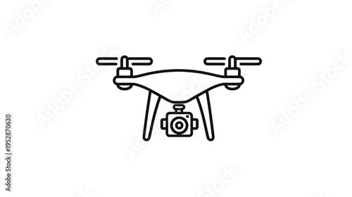 Drone with camera icon, modern technology symbol for aerial photography, video surveillance, and remote sensing