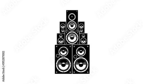Tall speaker stack silhouette audio sound system vector design