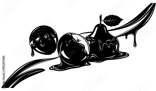 Chocolate dipped fruit dessert vector illustration sweet romantic treat