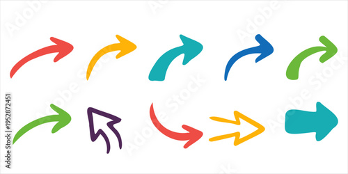 Mega collection of modern arrow icons. Universal directional signs for web, app, and infographics. Minimalist flat style with gradients on transparent background.