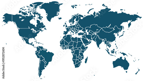 A blue and white map of the world on a black background Vector