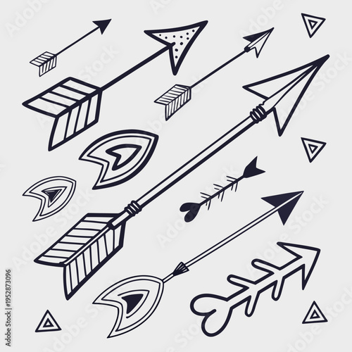 A group of arrows and arrowheads are shown Vector