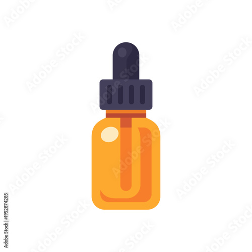 orange dropper bottle, packaging container, colorful vector flat style illustration