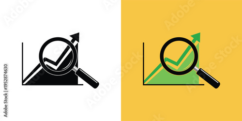 Iconic illustration symbolizing successful financial analysis, market trend evaluation, and business growth achievement, emphasizing positive outcomes