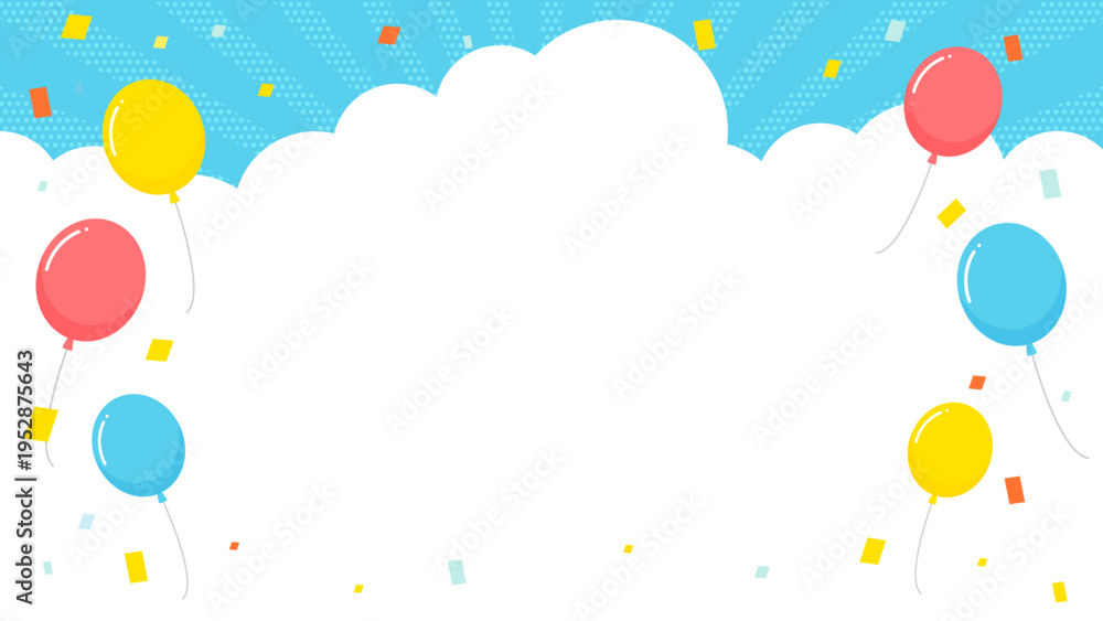 Fototapeta premium 青空と雲 キャンペーン・バナー 集中線の背景