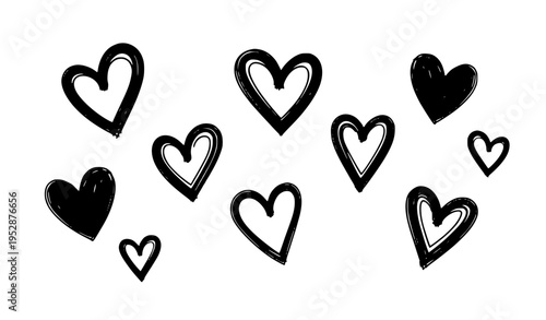 Glossy Red Heart Icon Set 3D Style Love Symbols Collection Isolated on White Background Vector