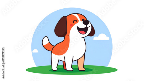 Cheerful Pet Dog Cartoon Vector Full Body Animal Design