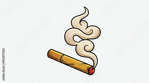 A vector graphic illustration of a smoking cigar with swirling smoke