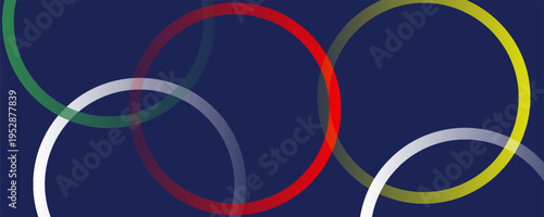 Abstract colorful overlapping circles on dark blue background, vector illustration