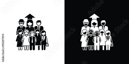 Professional team icon showcasing business growth and career development, representing collective success and corporate achievement in a modern flat design