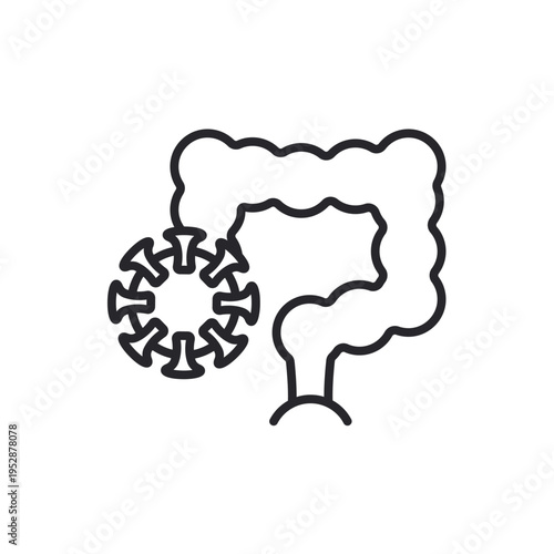 colon cancer icons  outline and Flat Style,transparent background