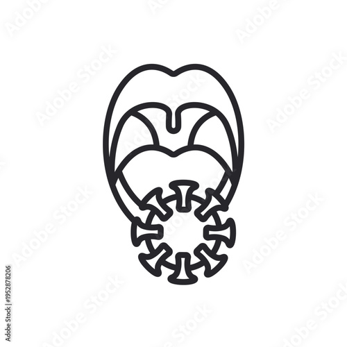 oral cancer icons  outline and Flat Style,transparent background