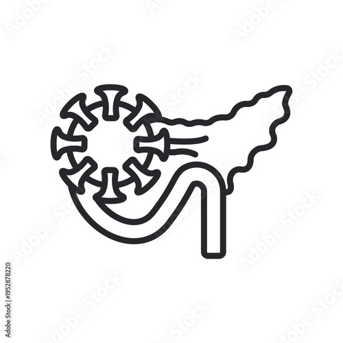 pancreatic cancer icons  outline and Flat Style,transparent background