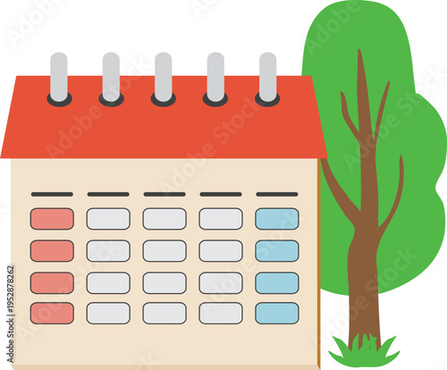 나무들로 둘러싸인 캘린더